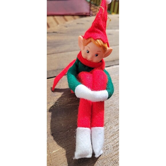 Vintage Christmas Elf Pixie Knee Hugger 5 1/2" Made In Japan - Picture 1 of 7